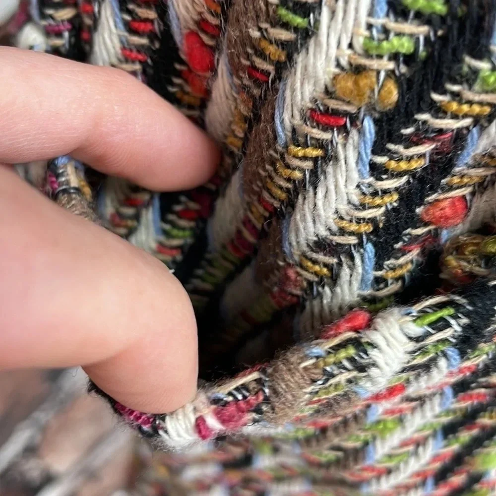 .OBJECT Tweed Skirt Mini Colorful Red Cream Size 40 - Picture 10 of 17